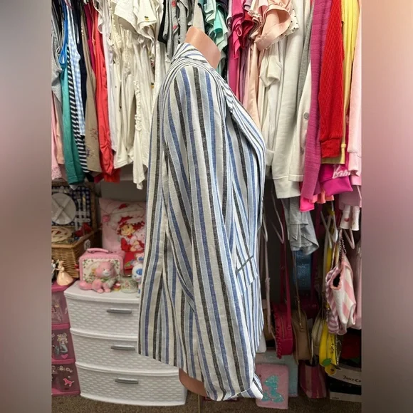 Kasper Blue & White Stripped Blazer Size 12 - Picture 4 of 5